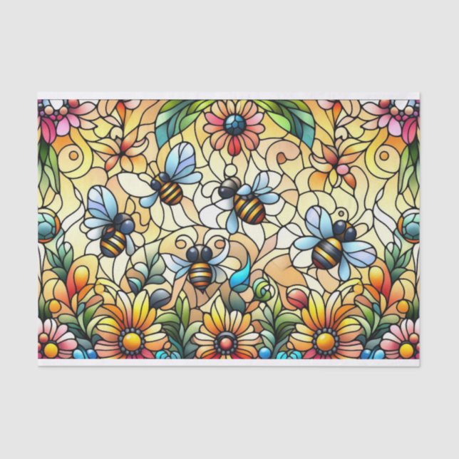 Papel De Seda Coloridas abejas de vidrio de manantial (Anverso)