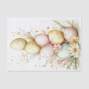 Papel De Seda Coloridas acuarelas Huevos y flores de Pascua