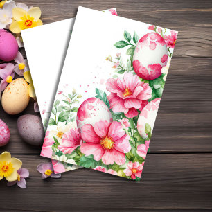 Papel De Seda Coloridas acuarelas Huevos y flores de Pascua
