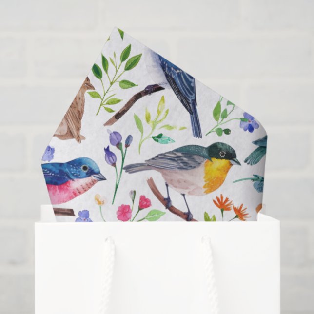 Papel De Seda Coloridas acuarelas y flores (Bolsa de regalo)