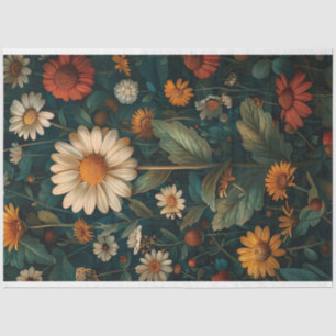 Papel De Seda Coloridas Daisies Vintage Floral Decoupage