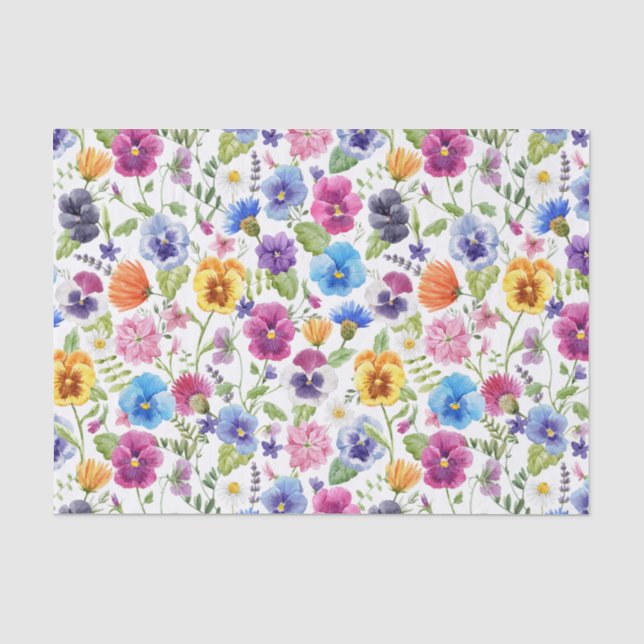 Papel De Seda Coloridas Flores Jardín acuáticas (Anverso)