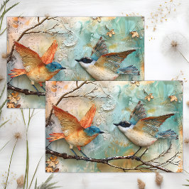 PAPEL DE SEDA COLORIDAS PÁJAROS DECORACIÓN MEDIÁTICA COMBINADA