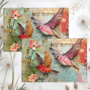 PAPEL DE SEDA COLORIDAS PÁJAROS DECORACIÓN MEDIÁTICA COMBINADA
