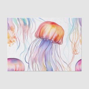 Papel De Seda Colorido abstracto de medusas acuarelas