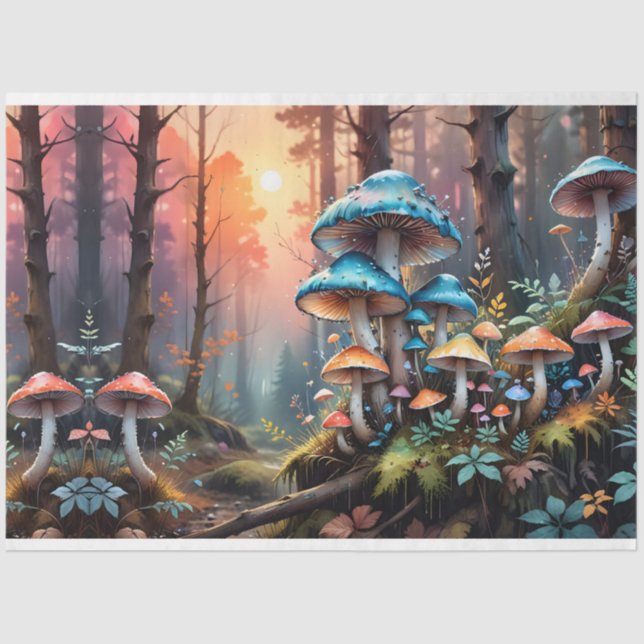 Papel De Seda Colorido Bosque Mushroom Art I (Anverso)