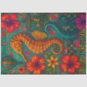 Papel De Seda Colorido caballito de mar Inspire oceánico tropica