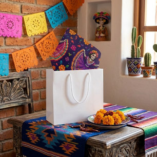 Papel De Seda Colorido cráneo de azúcar floral El Día de los Mue