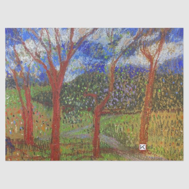 Papel de seda colorido de árbol (Anverso)