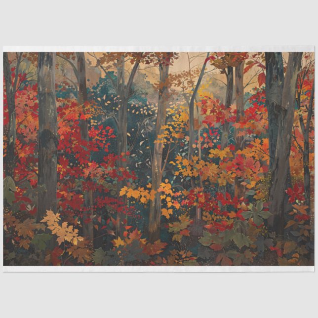 Papel De Seda Colorido follaje de otoño de madera decoupage (Anverso)