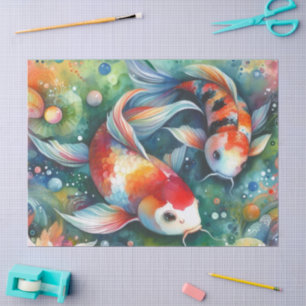 Papel De Seda Colorido Koi Fish Whimsical Watercolor Naranja Ver