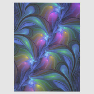 Papel De Seda Colorido luminoso abstracto azul rosa verde fracta