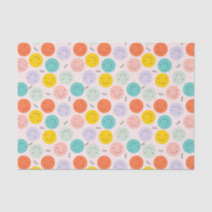 Papel De Seda Colorido Patrón sonriente de cara feliz