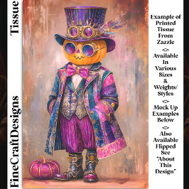 Papel De Seda Colorido Steampunk Pumpkin Man Art DM8LF Decoupage