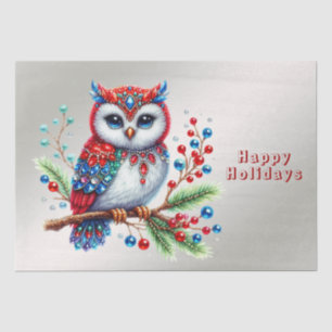 Papel De Seda Coloridos Navidades Owl Holiday Tissue Paper