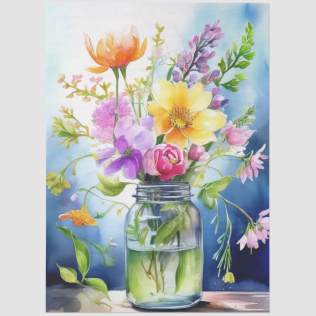 Papel De Seda Colourful Flower Tissue Paper (Anverso)