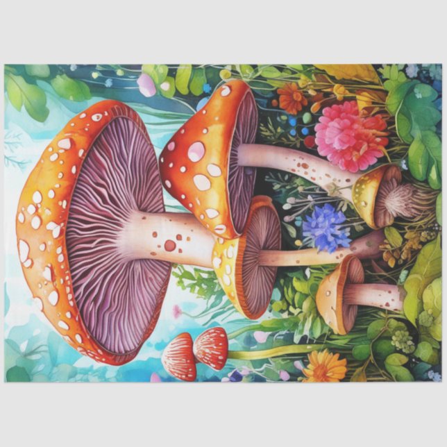 Papel De Seda Colourful Wild MushroomsTissue Paper (Anverso)