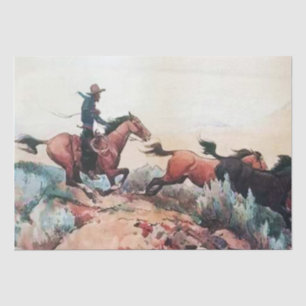 Papel De Seda “Come A-Runnin” Arte Occidental de Maynard Dixon