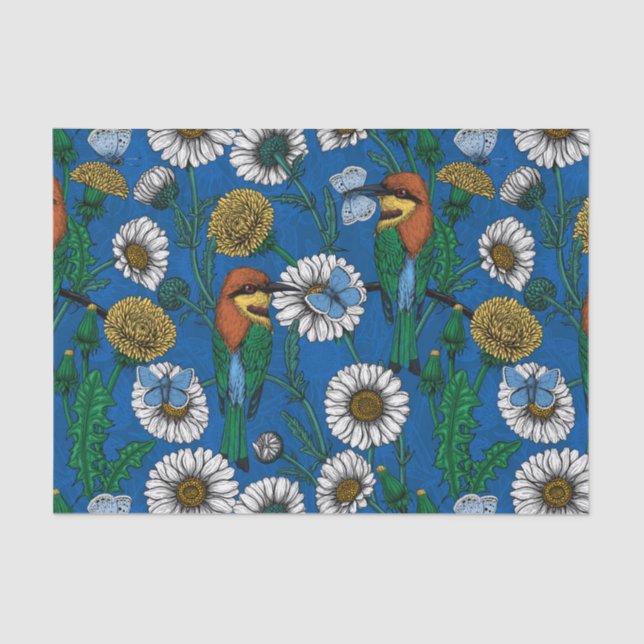 Papel De Seda Comedores de abejas con azul (Anverso)