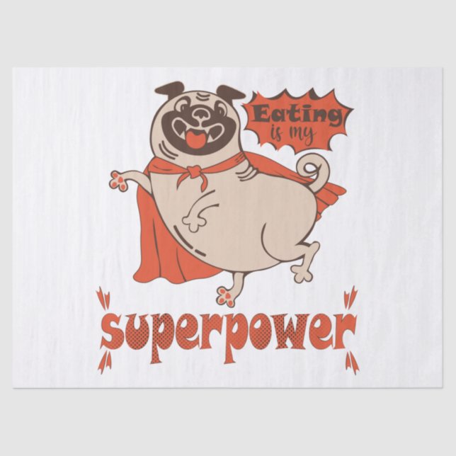 Papel De Seda Comer es mi sobrenombre rojo cloak pug estilo cómi (Anverso)