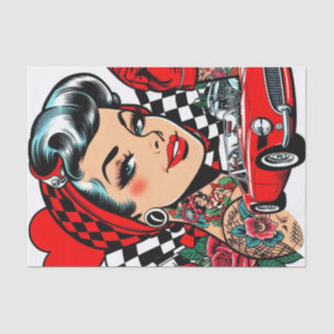 Papel De Seda Comic Chica Retro Rockabilly