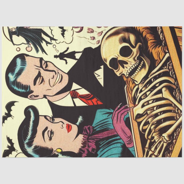 Papel De Seda Comics de parejas de Góticos retro (Anverso)