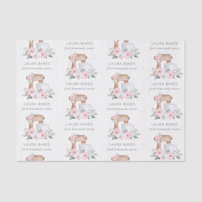 Papel De Seda Comida de panadería de panadería floral rosa de Ru (Anverso)