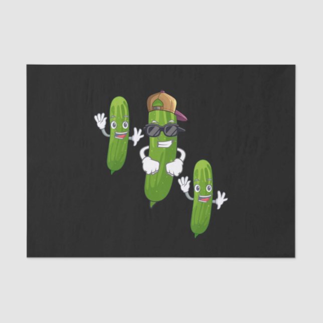 Papel De Seda Comida divertida de pepino bailando (Anverso)