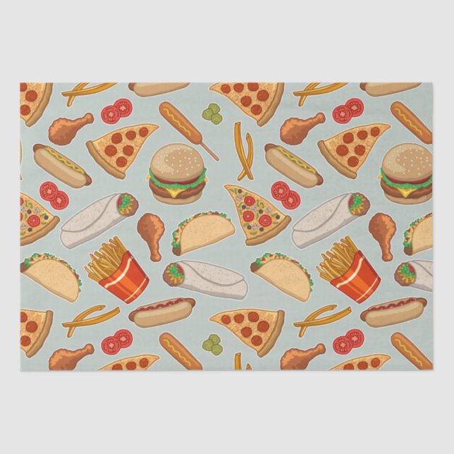 Papel De Seda Comida rápida comida chatarra Pizza hamburguesas P (Anverso)