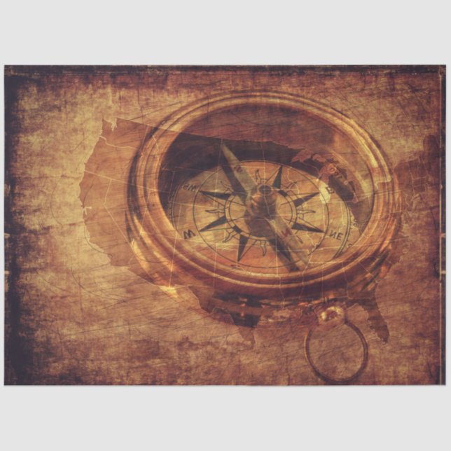 Papel De Seda Compass Grunge 20x30 Decoupage (Anverso)