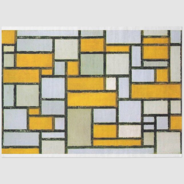 Papel De Seda Composición amarillo y gris, mondriano (Anverso)
