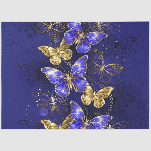 Papel De Seda Composición con mariposas de zafiro (Anverso)