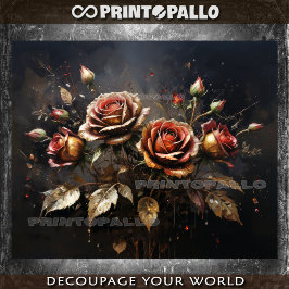 Papel De Seda Composición floral de rosas de otoño -