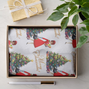 Papel De Seda Compras de regalos de Navidad de la dama vintage d
