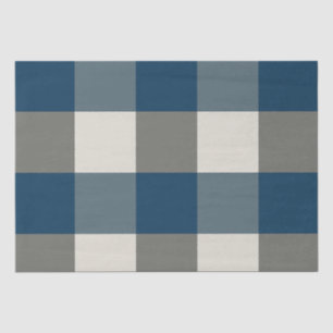 Papel De Seda Comprobación de búfalo blanco gris azul