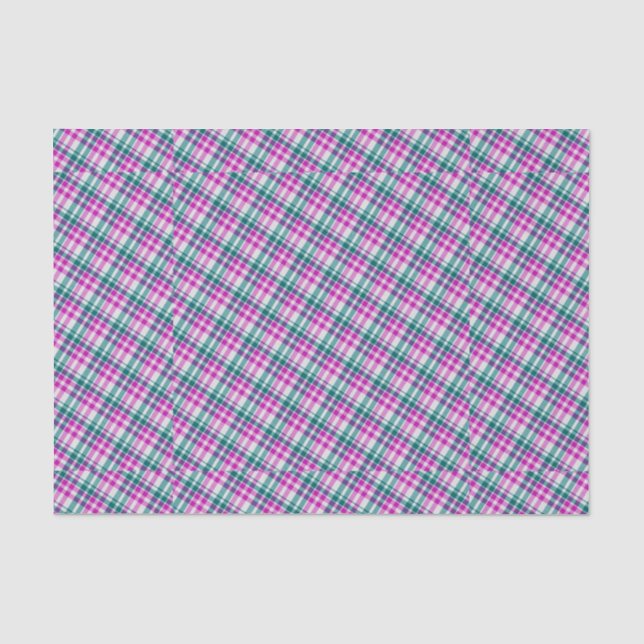 Papel De Seda Comprobación del patrón rosado Verde azulado (Anverso)