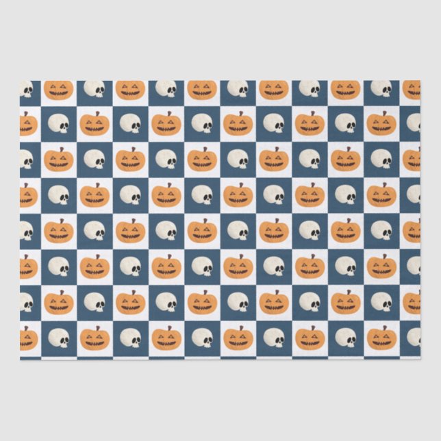 Papel De Seda Comprobaciones de calaveras y calabazas (Anverso)