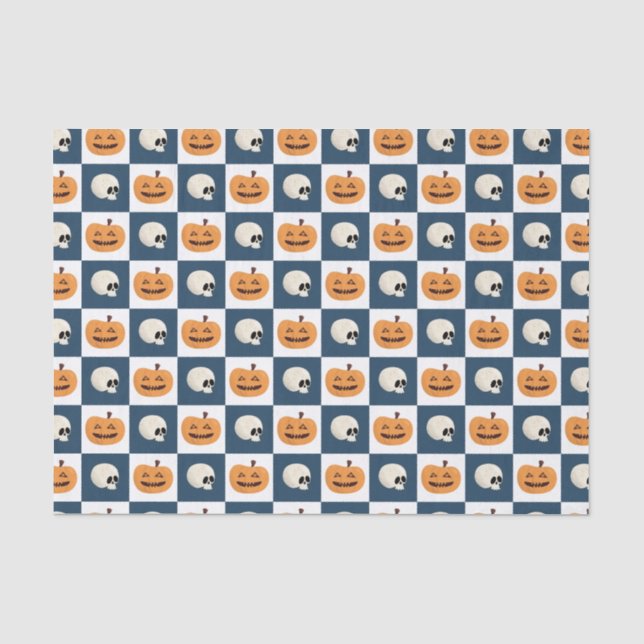 Papel De Seda Comprobaciones de calaveras y calabazas (Anverso)