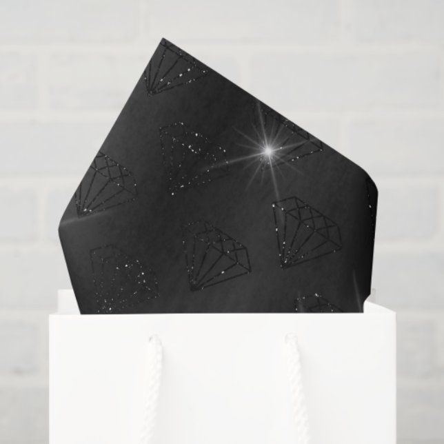 Papel De Seda Compromiso de Boda elegante de diamantes negros (Bolsa de regalo)
