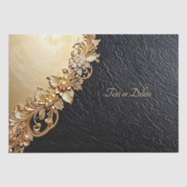 Papel de seda con adornos florales dorados