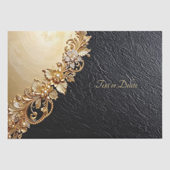 Papel de seda con adornos florales dorados (Anverso)