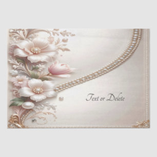 Papel de seda con adornos florales y perlas