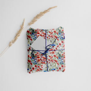 Papel de seda con amapola de acuarela para envolve