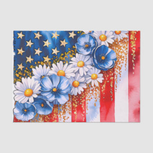 Papel de seda con brillo floral de bandera america