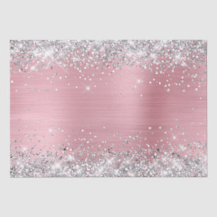 Papel de Seda con Brillo Plateado y Ómbre Rosa Cla