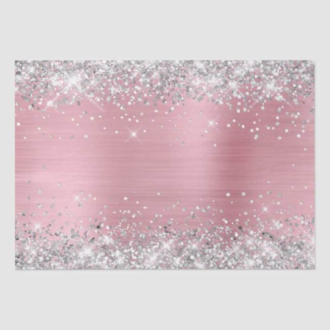 Papel de Seda con Brillo Plateado y Ómbre Rosa Cla (Anverso)