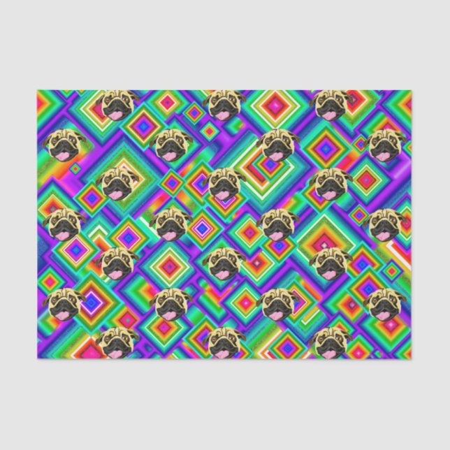 Papel de seda con cara de perro psicodélico (Anverso)