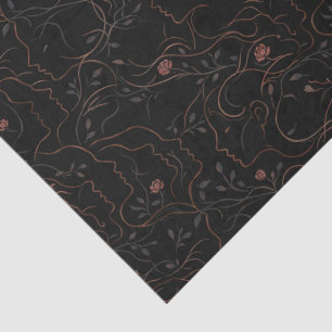 Papel de seda con caras de arte de línea floral