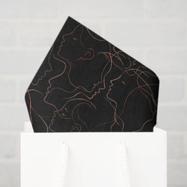 Papel de seda con caras de arte de línea minimalis