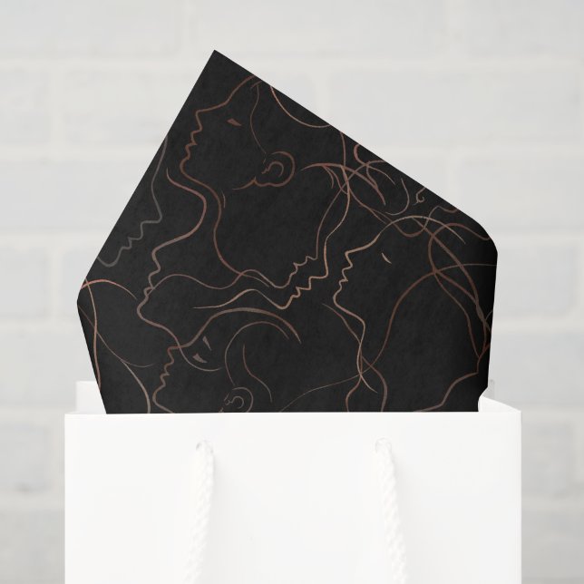 Papel de seda con caras de arte de línea minimalis (Bolsa de regalo)